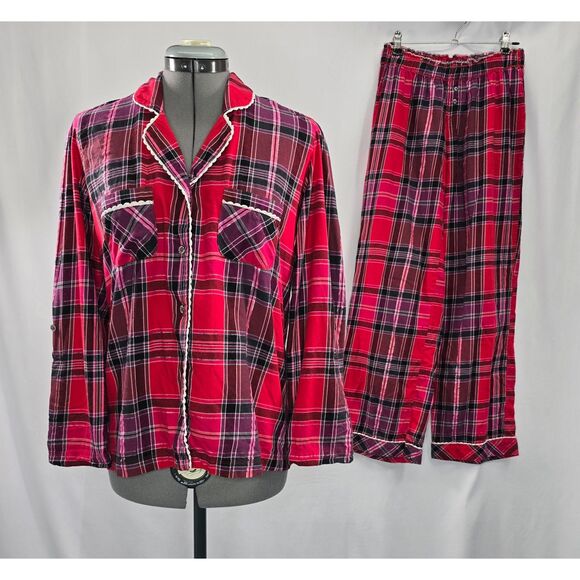 Victoria's Secret Red Label Pink & Red Plaid Pajama PJ Set SZ Small Short Petite - Picture 1 of 15